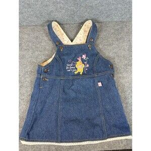 Vintage Y2K Winnie The Pooh Overalls With Piglet Purple Embroidered Floral 4T